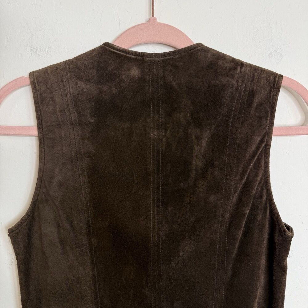 Vintage Cache Size M Suede Vest Chocolate Brown Longline Western Bobo Festival - Picture 16 of 16